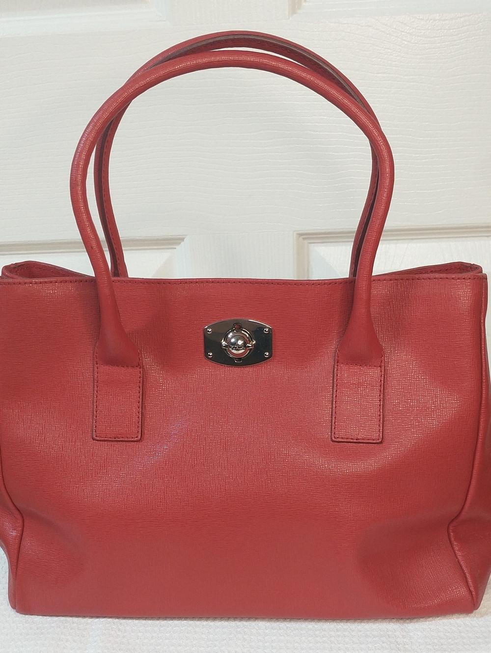 Furla Red Saffiano Leather Women's  Tote Bag Excellent Condition